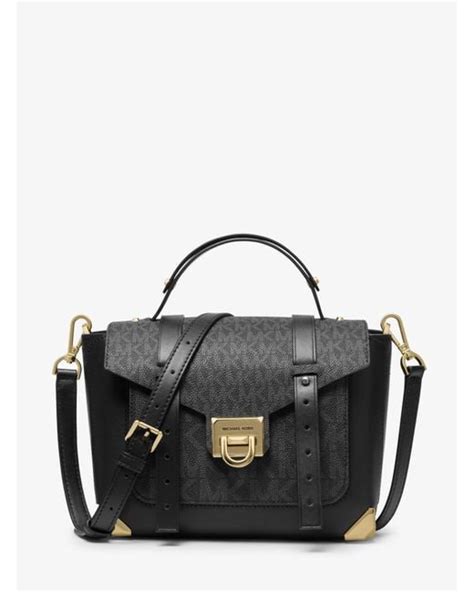 michael kors black manhattan|michael kors manhattan leather satchel.